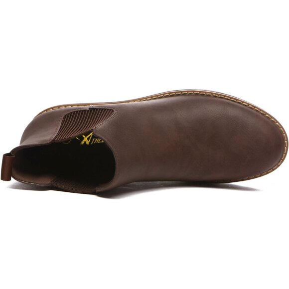 Athlefit Women Brown Chelsea Wedge Platform Slip on Lug Sole Elastic Ankle Boot - Picture 4 of 7